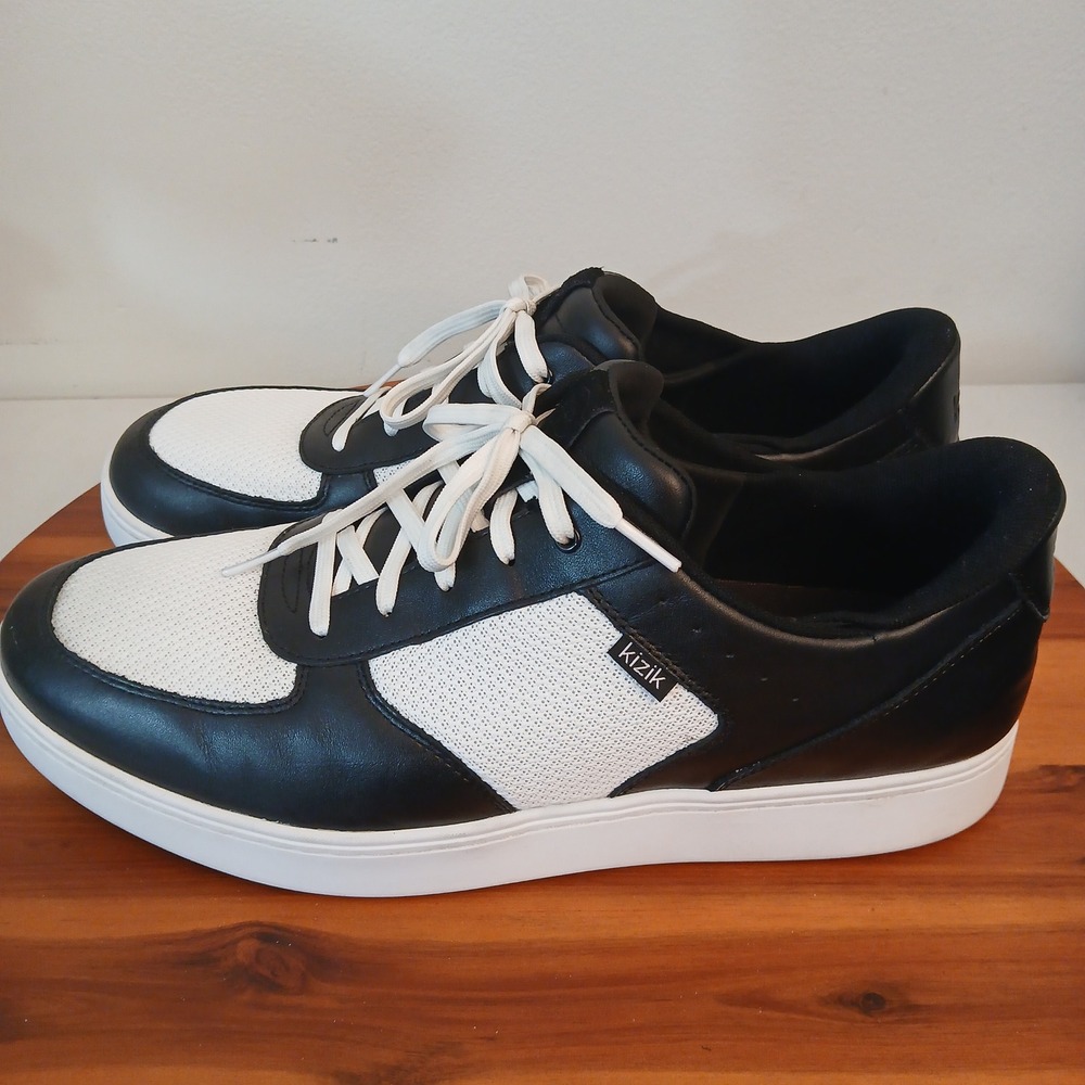 Kizik‎ Oslo Shoes Mens Size 14 Hands Free Slip On Black White Casual Lace Up